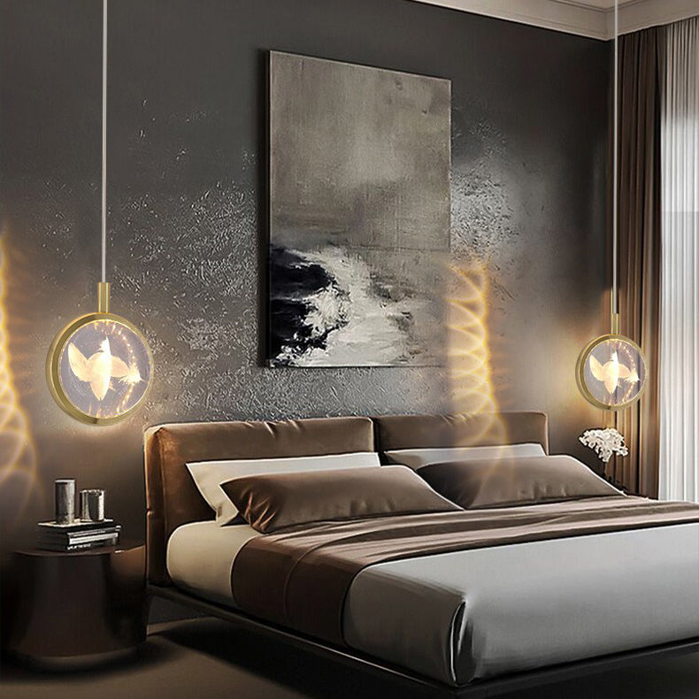 Modern Minimalist Aluminum Crystal LED Pendant Light for Bedroom