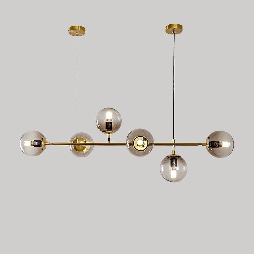 Nordic Minimalist Colorful Glass Orb 6-Light Island Chandelier