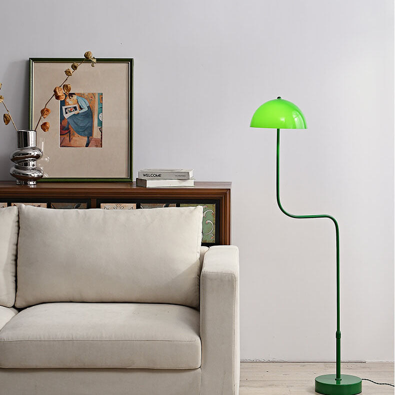 Contemporary Scandinavian Iron Glass Dome Floor Lamp for Study - 1-Light Design