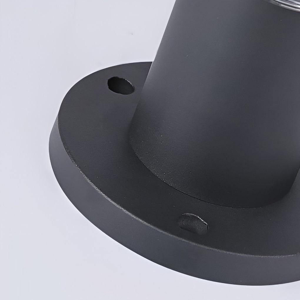 Contemporary Tapered Solar LED Pathway Light - Cylindrical Black Outdoor Lighting