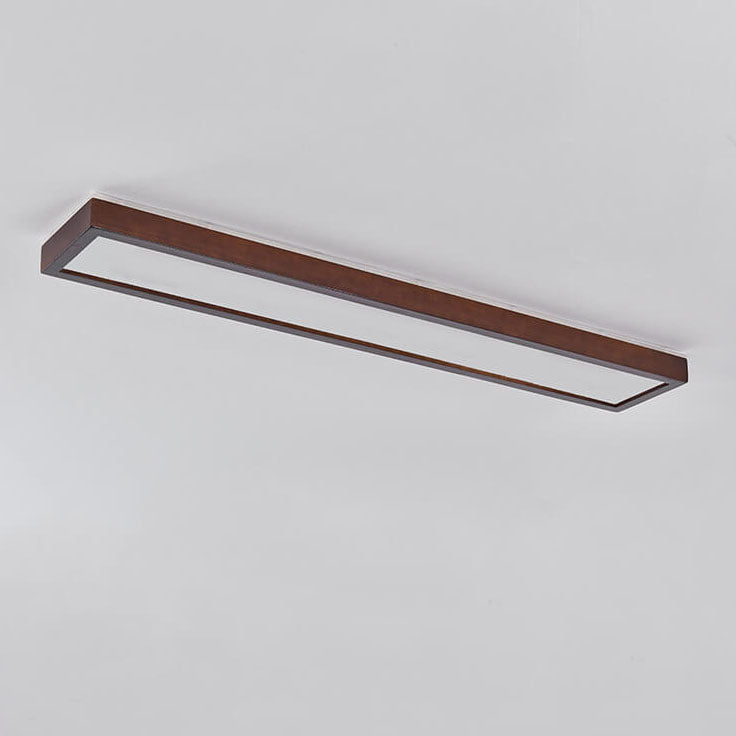 Japanese Minimalist Walnut LED Flush Mount Ceiling Light