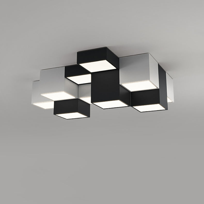Modern Minimalist Cube LED Flush Mount Ceiling Light for Living Room