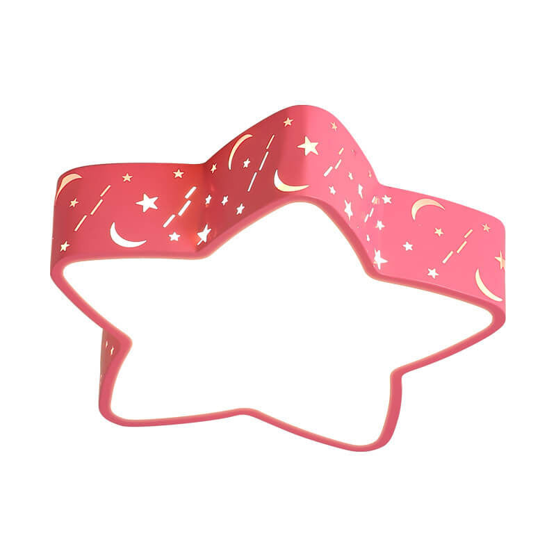 Cartoon Creative Star Shape LED Flush Mount Ceiling Light Fixture for Kids' Room, Nursery, Children’s Bedroom, Modern Ceiling Lamp, Cute Decorative Lighting, Energy-Efficient Star Pendant Light for Playroom or Baby Room