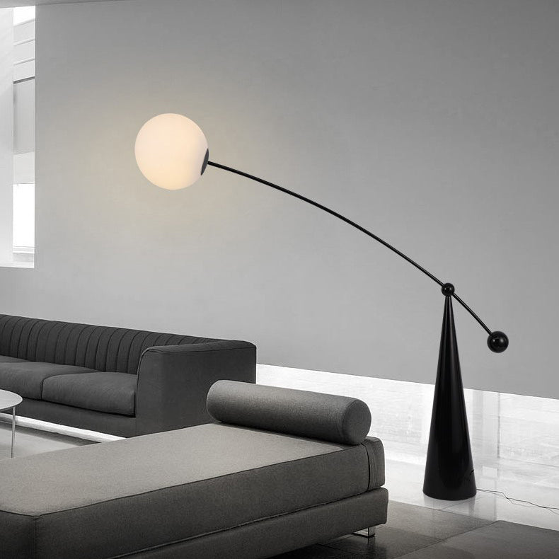 Contemporary Tapered Base Fishing Rod Floor Lamp - 1-Light Iron & Glass Design for Living Room