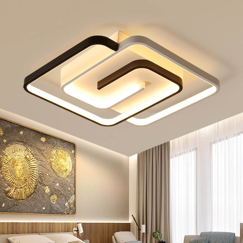 Modern Square Aluminum LED Semi-Flush Mount Ceiling Light