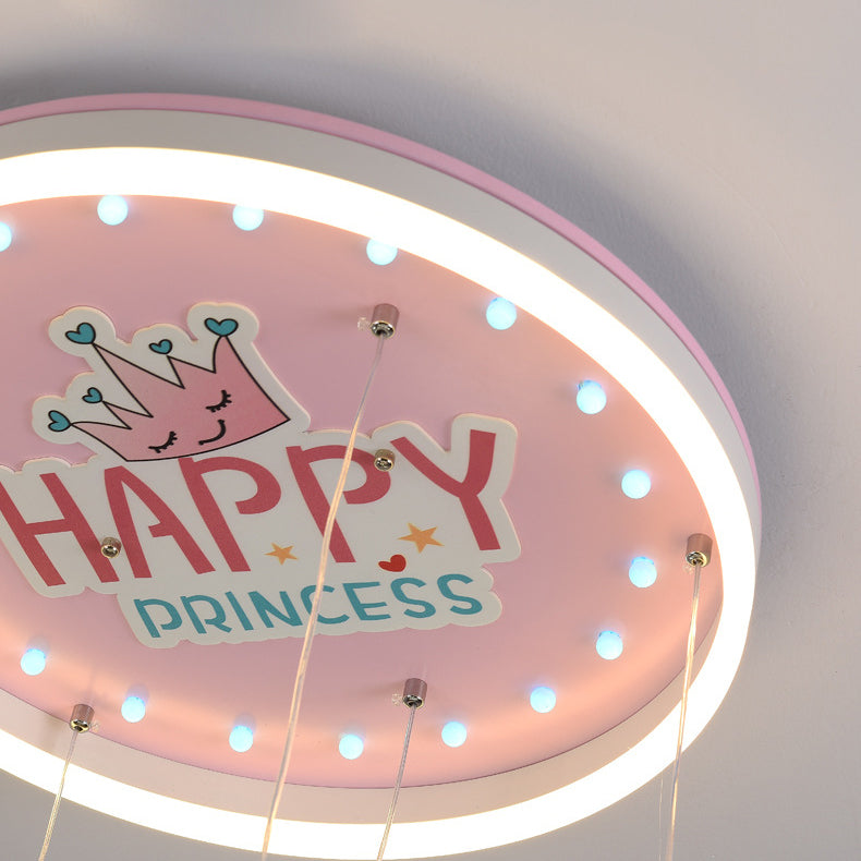 Contemporary Cartoon Princess Elsa Acrylic Round Shade LED Flush Mount Ceiling Light for Kids Bedroom, Frozen Themed Lighting, Decorative Fixture, Cute Ceiling Lamp, LED Light for Girls Room, Stylish Nursery Decor, Childrens Room Illumination, Magical Bed