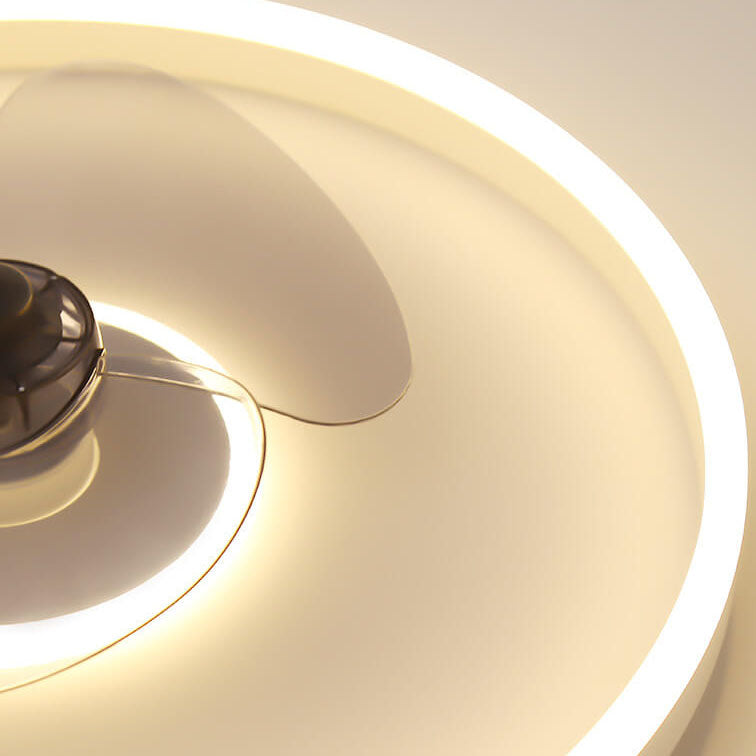 Contemporary Nordic Round LED Flush Mount Ceiling Fan Light for Living Room & Bedroom