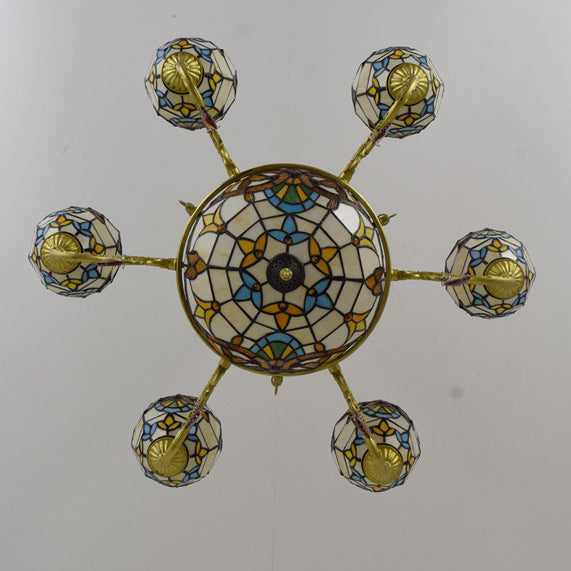 Traditional Tiffany Bead Dome Baroque Chandelier - 8/11 Light Iron and Glass Alloy for Living Room