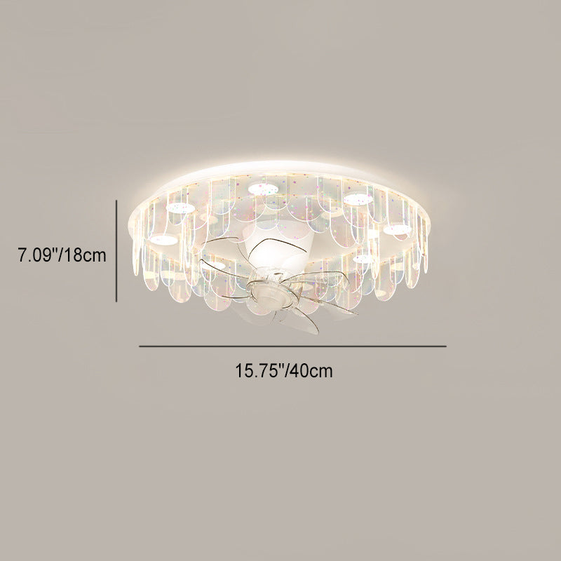 Contemporary Iron Acrylic LED Flush Mount Ceiling Fan Light for Living Room