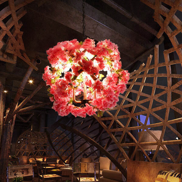 Industrial Vintage Chandelier with Greenery & Cherry Blossoms | 3-Light Iron & Hemp Rope Fixture

Transform your space with this stunning industrial vintage chandelier featuring lush greenery and delicate cherry blossoms. This 3-light fixture combines stu