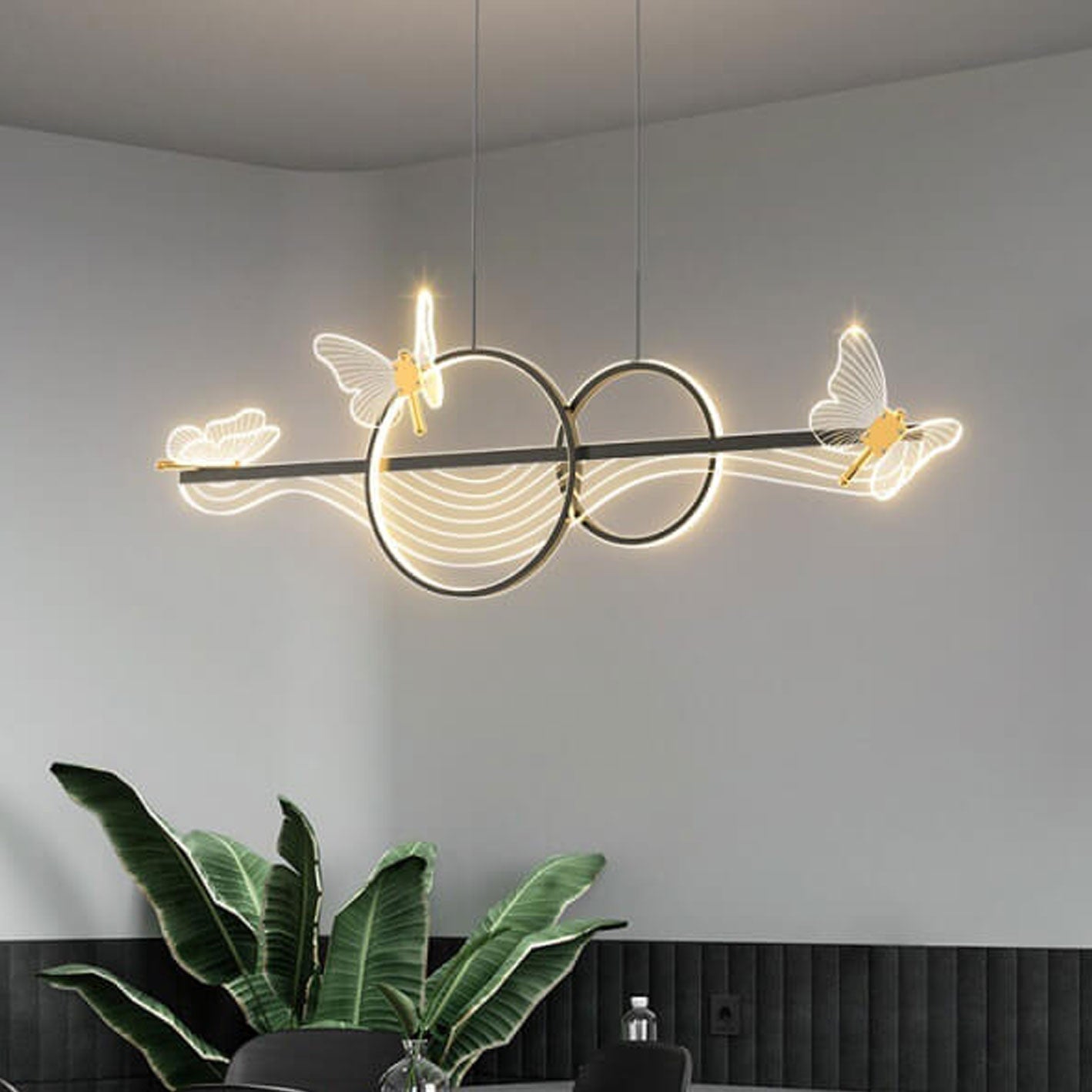 Nordic Luxury Butterfly Round LED Island Chandelier
