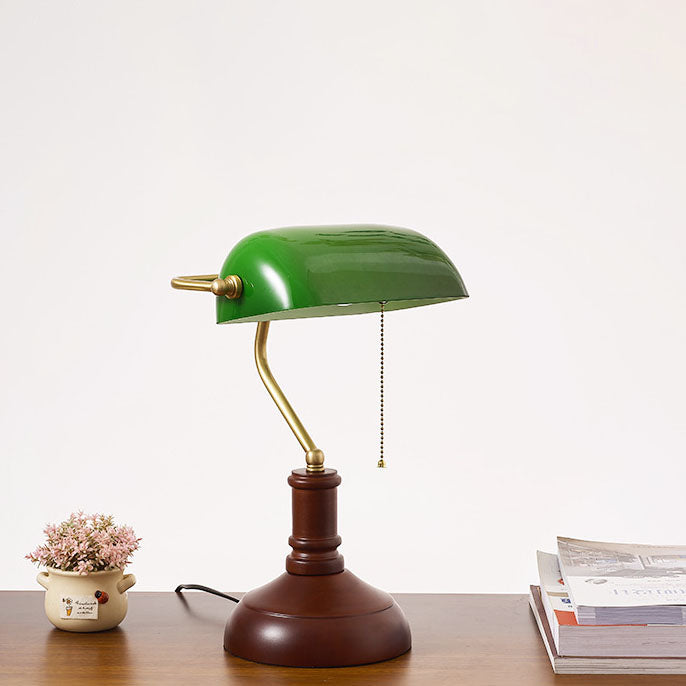 Traditional Vintage Solid Wood Glass Bank Zipper 1-Light Table Lamp for Bedroom, Rustic Desk Lamp, Stylish Nightstand Lighting, Retro Home Decor, Classic Wooden Table Lamp, Unique Bedroom Accessory, Elegant Glass Shade, Cozy Lighting Solution, Farmhouse T