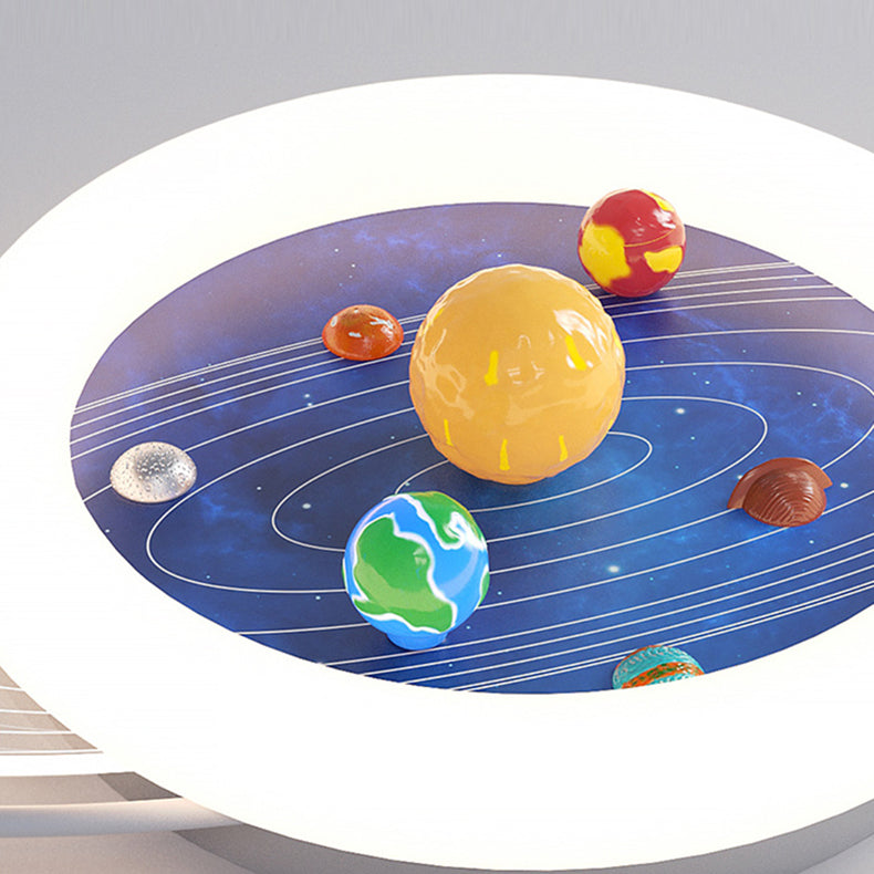 Modern Minimalist Children's Round Planet Iron Resin Acrylic LED Flush Mount Ceiling Light for Bedroom, Nursery Lighting, Kids Room Decor, Space-Themed Fixture, Energy-Efficient LED, Stylish Home Lighting, Contemporary Ceiling Light, Safe For Kids, Adjust