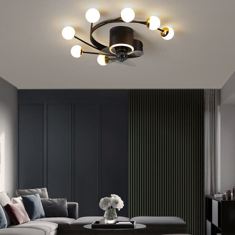 Nordic Light Luxury 5/7-Light LED Flush Mount Ceiling Fan