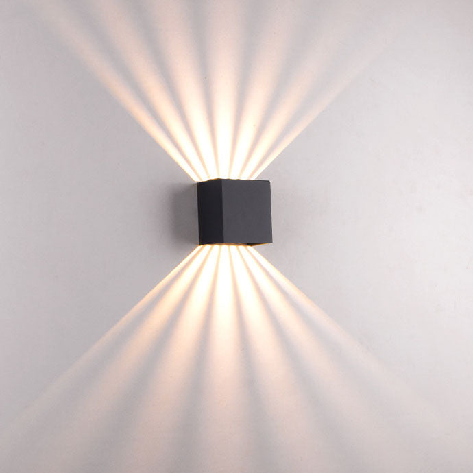 Modern Solid Color Aluminum LED Outdoor Wall Sconce - Waterproof Square Lamp