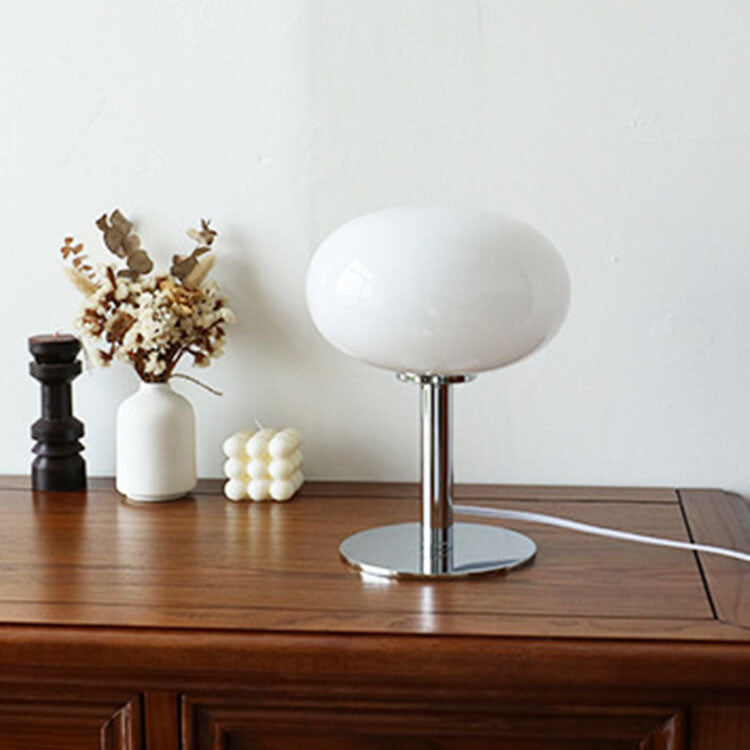 Contemporary Nordic Round Iron Glass Table Lamp - 1-Light Bedroom Accent