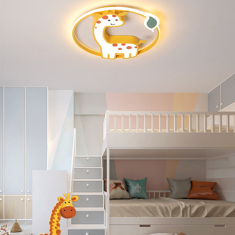 Cartoon Creative Giraffe Acrylic LED Flush Mount Ceiling Light for Kids Room, Nursery, Playroom, Children's Bedroom Lighting, Decorative Giraffe Ceiling Fixture, Colorful Cartoon Animal Design, Modern Kids Lighting Solution, Energy-Efficient LED Flush Lig