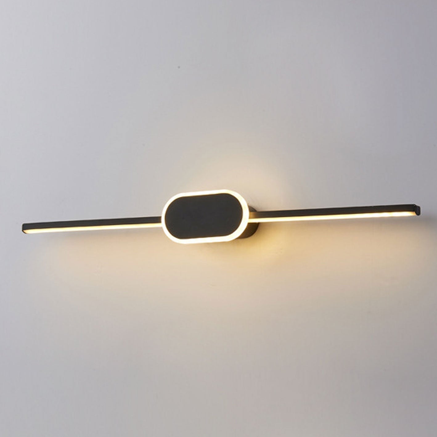 Modern Minimalist Oval Base LED Wall Sconce - Long Strip Design Vanity Light