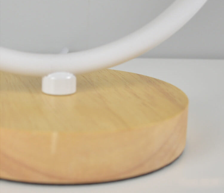Nordic Linen White Ring Dimmable Table Lamp - Minimalist Home Lighting