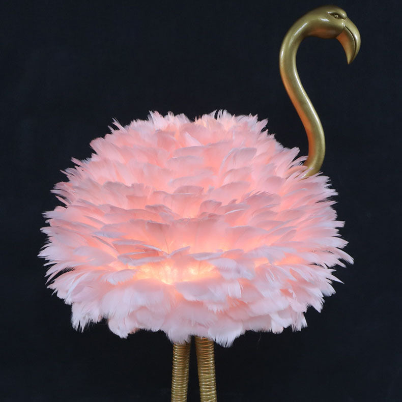 Contemporary Nordic Goose Feather Flamingo Table Lamp - 1-Light Bedside Elegance
