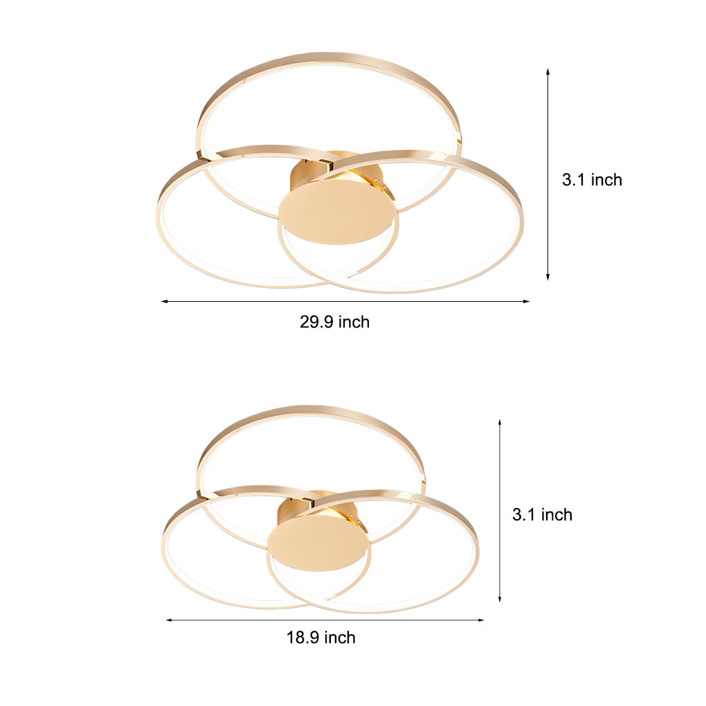 Three Rings Stepless Dimming Nordic Ceiling Light - Electroplated Metal Fixture