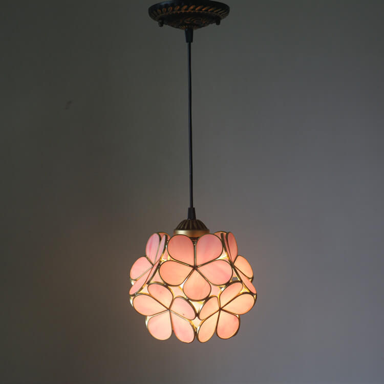 Vintage Stained Glass Petal Pendant Light Fixture