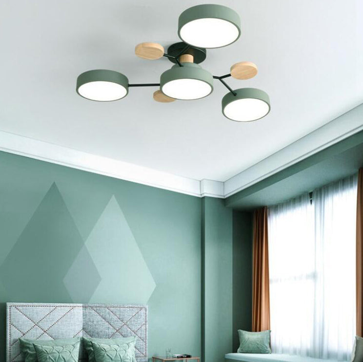 Contemporary Scandinavian Round LED Semi-Flush Mount Ceiling Light for Living Room