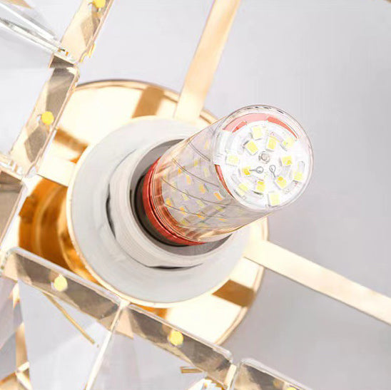Modern Luxury Crystal Round Square 1-Light Semi-Flush Mount Ceiling Light for Living Room