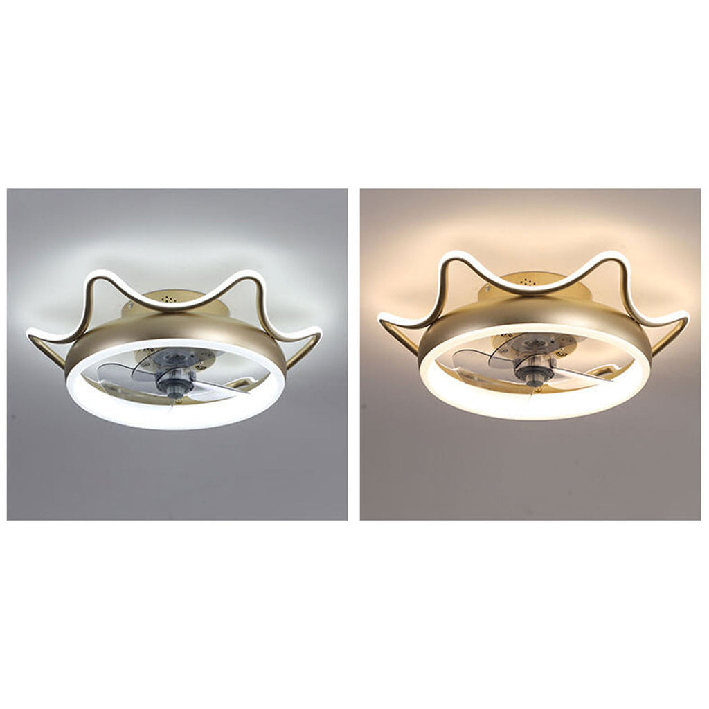 Nordic Light Luxury Round Wrought Iron LED Ceiling Fan Light
