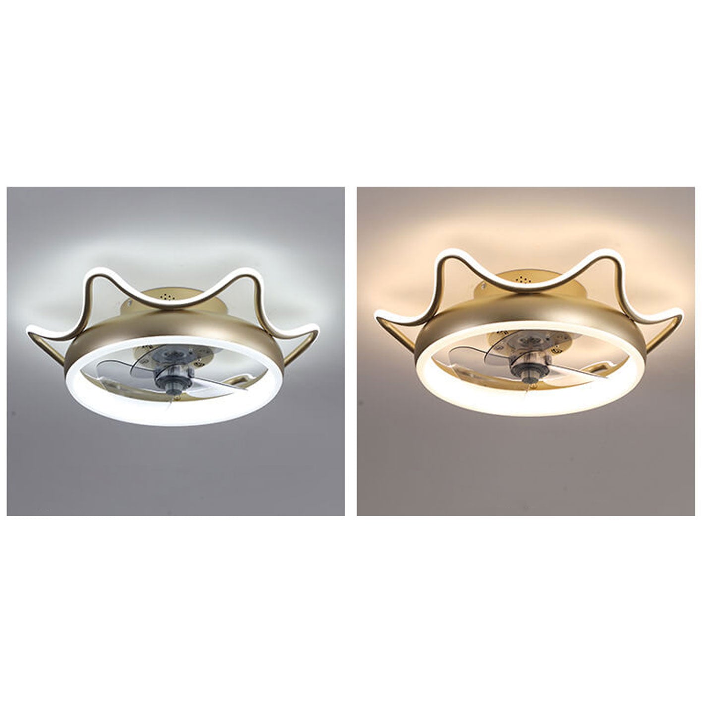 Nordic Light Luxury Round Wrought Iron LED Ceiling Fan Light
