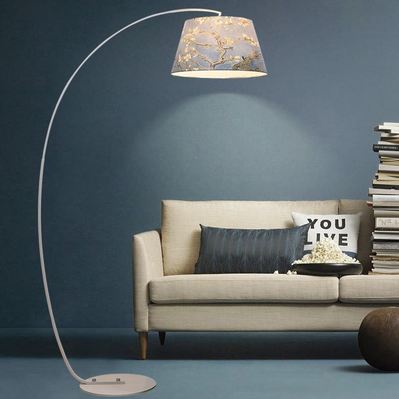 Modern Light Luxury Wrought Iron Curved Cylinder Floor Lamp - 1-Light Stand