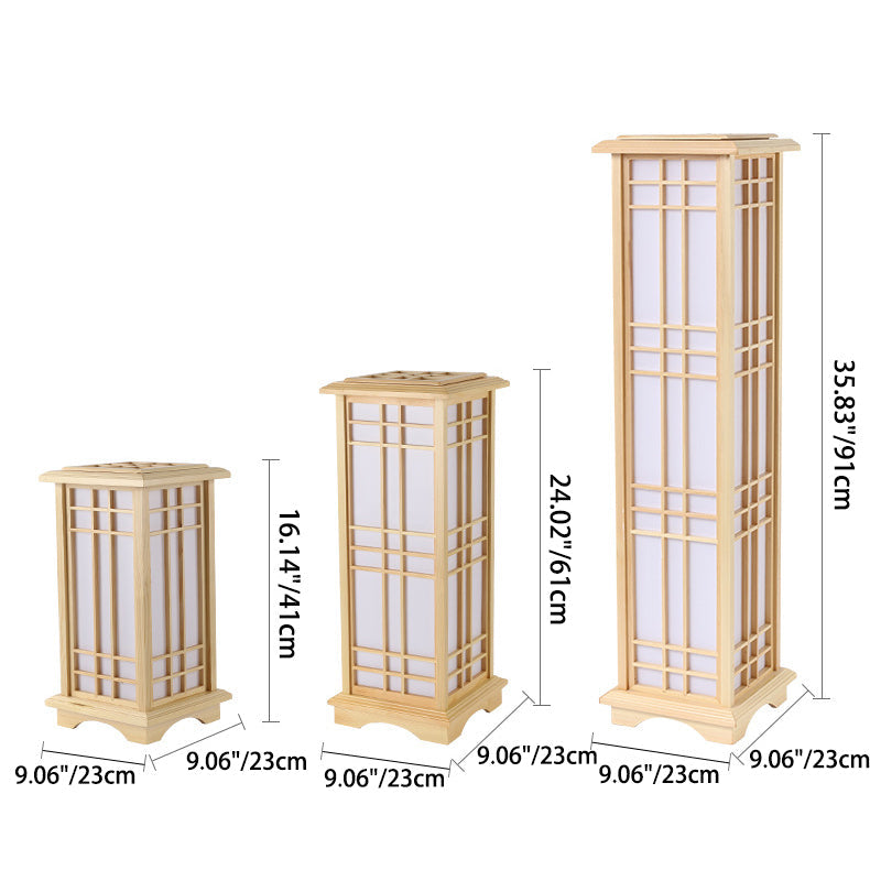 Traditional Japanese Wood Acrylic Floor Lamp - 1/2/3 Light Design for Bedroom