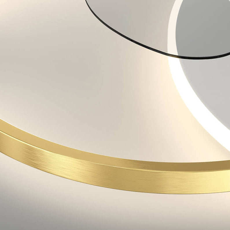 Luxury Double Ring LED Flush Mount Ceiling Fan Light Combination