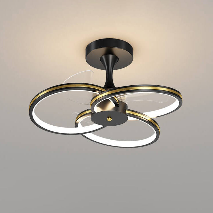 Luxury Acrylic Three Rings LED Flush Mount Fan Light Design