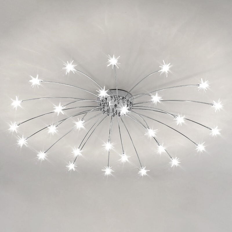 Contemporary Iron Flush Mount Ceiling Light - Star Design 12/21/28 Inches for Living Room
