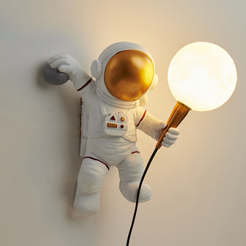 Contemporary Astronaut Wall Sconce - Resin ABS 1-Light Lamp for Bedroom