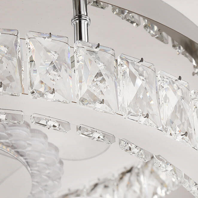 Modern Luxury Crystal Stainless Steel LED Ceiling Fan Light