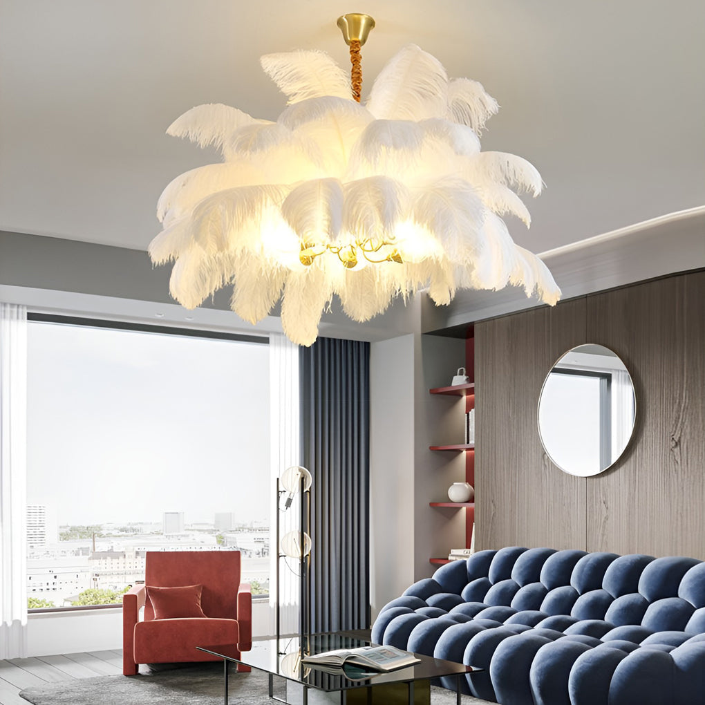 Feathers Copper Nordic Chandelier Flush Mount Ceiling Light