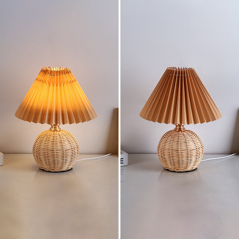 Contemporary Nordic Rattan LED Table Lamp - Pleated Conic Design for Bedroom

Enhance your bedroom décor with this stylish contemporary Nordic rattan fabric pleated conic ball LED table lamp. Featuring a unique pleated design, this lamp combines modern ae