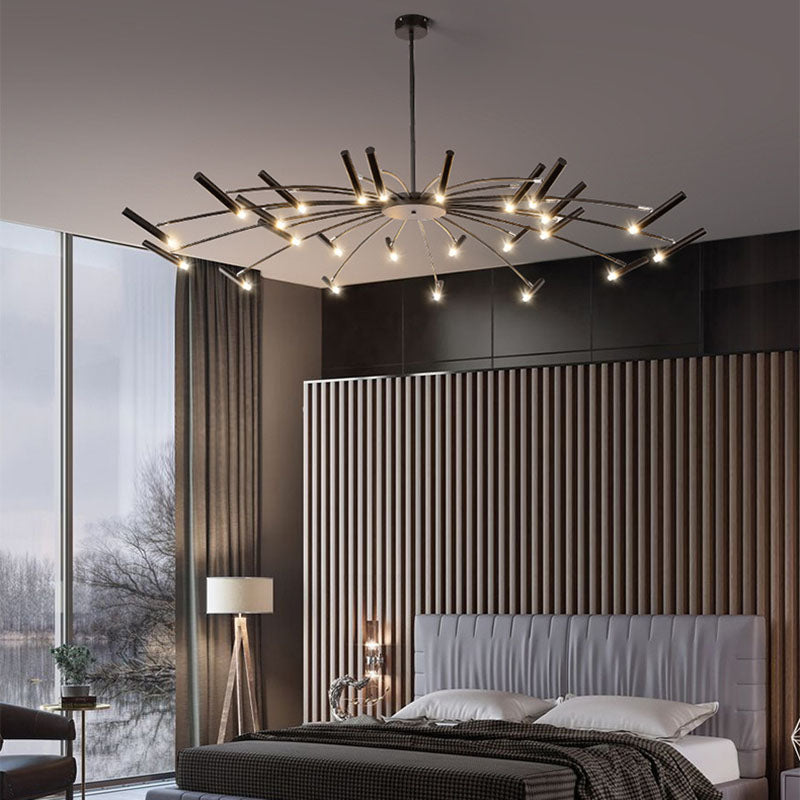 Contemporary Scandinavian Round Radioactive Iron Aluminum Chandelier 12/24 Light for Living Room