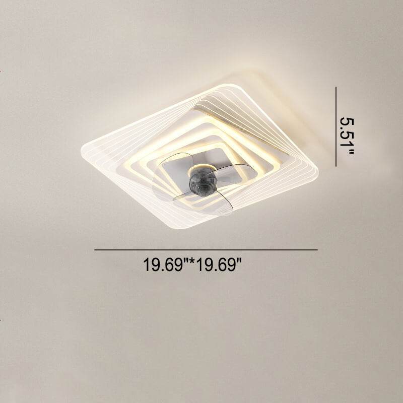 Modern Light Luxury Geometric LED Flush Mount Ceiling Fan Light