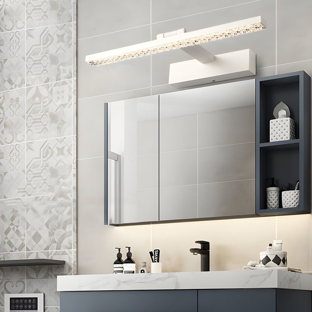 160° Adjustable LED Bathroom Vanity Light, Crystal-Inspired Acrylic, Modern Wall Sconce, Energy-Efficient Lighting, Stylish Home Decor, Bright White Illumination, Dimmable LED Fixture, Contemporary Bathroom Lighting, Elegant Wall Light, Soft Glam Bathroom