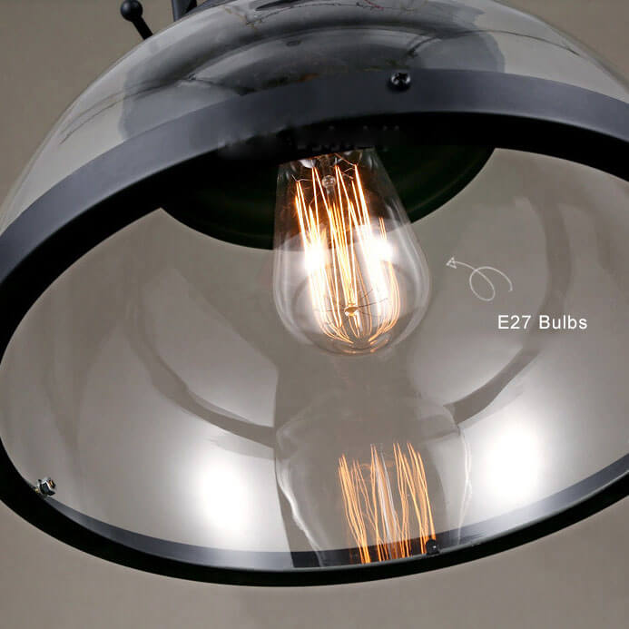 Retro Glass Shade Pendant Light - 1-Light Single Dome Fixture, Vintage Style Ceiling Lighting