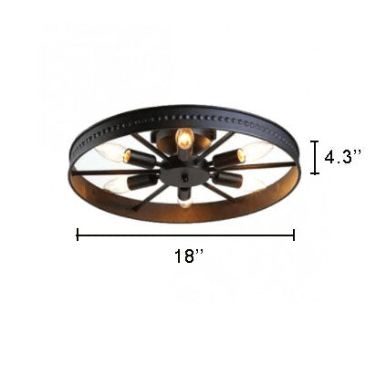 Industrial Wrought Iron 6-Light Flush Mount Ceiling Light
