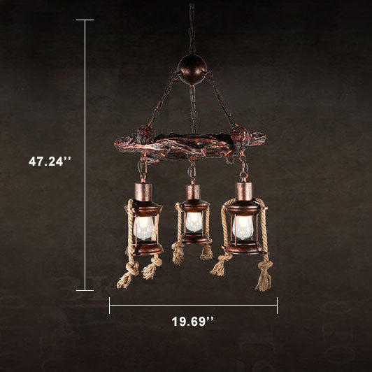 Vintage Nautical Metal Lantern Chandelier - 3/7-Light Design for Coastal Decor