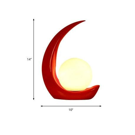 Crescent Night Resin 1-Light Table Lamp - Modern Decorative Lighting for Bedroom & Living Room