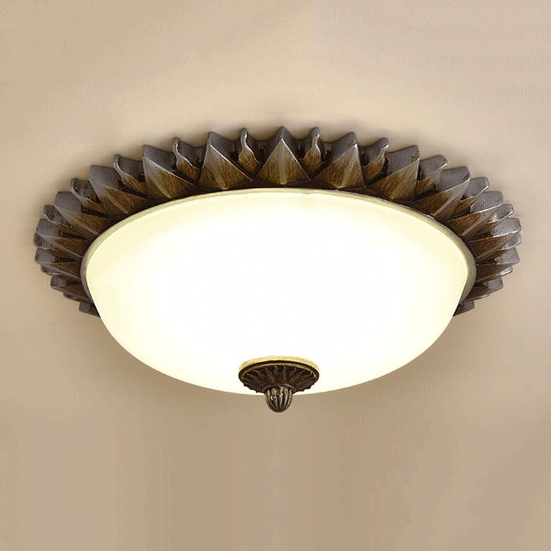 Vintage Glass Sun Bowl Flush Mount Ceiling Light - 1/3-Light Design, Mid-Century Style Lighting, Retro Home Décor, Modern Elegance, Easy Installation, Warm Ambiance.
