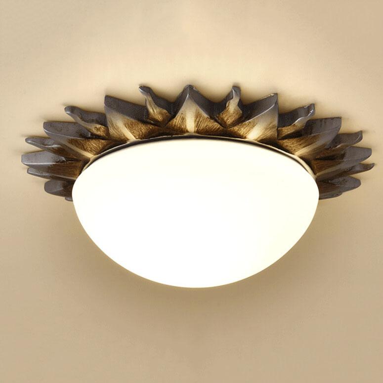 Vintage Glass Sun Bowl Flush Mount Ceiling Light - 1/3-Light Design, Mid-Century Style Lighting, Retro Home Décor, Modern Elegance, Easy Installation, Warm Ambiance.