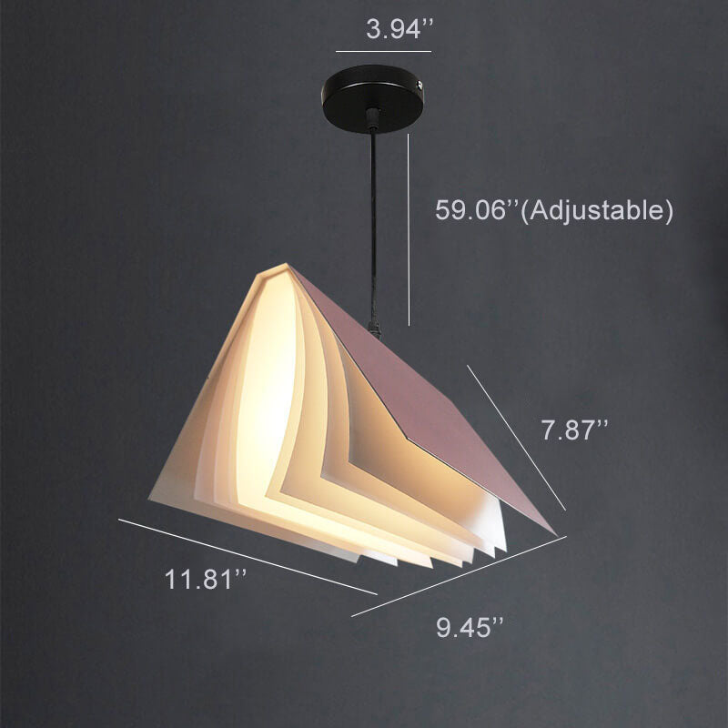 Flying Book 1-Light Metal PVC Pendant Light - Creative Book Shade Lamp for Home Decor and Reading Nook