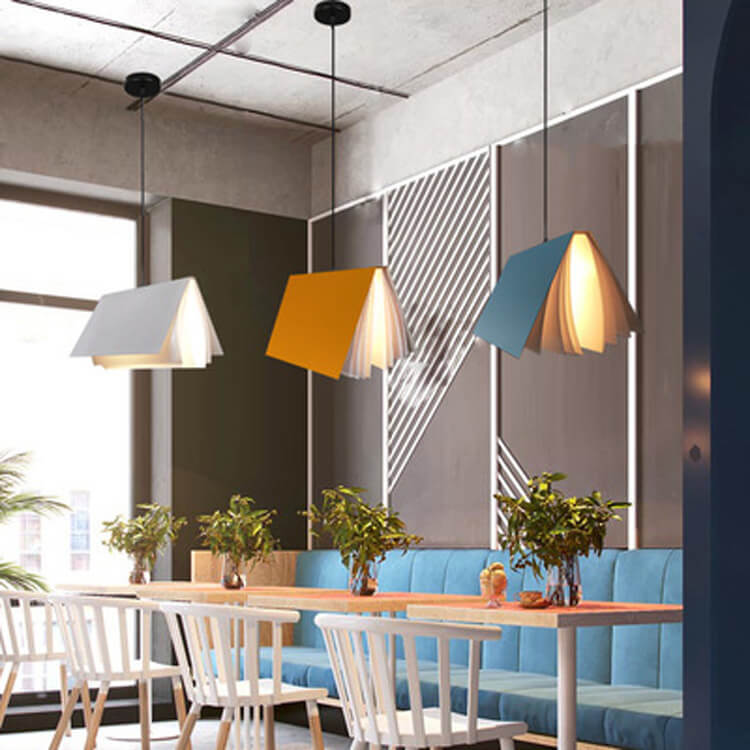 Flying Book 1-Light Metal PVC Pendant Light - Creative Book Shade Lamp for Home Decor and Reading Nook